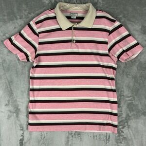 Guess Jeans Mens Pink Striped Short Sleeve Polo Shirt Cotton M53J5315 Size L